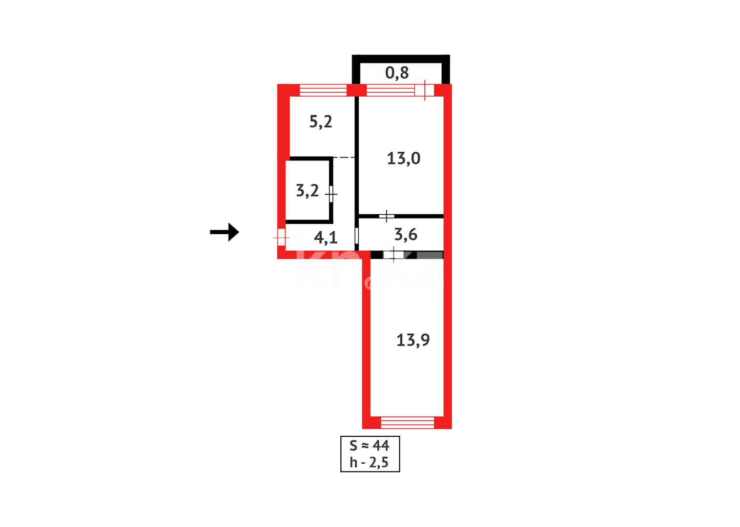 Продажа 2-комнатной квартиры, 43 м² - Продажа квартир в панельном доме в Казахстане - страница 3 фото 12 из 14