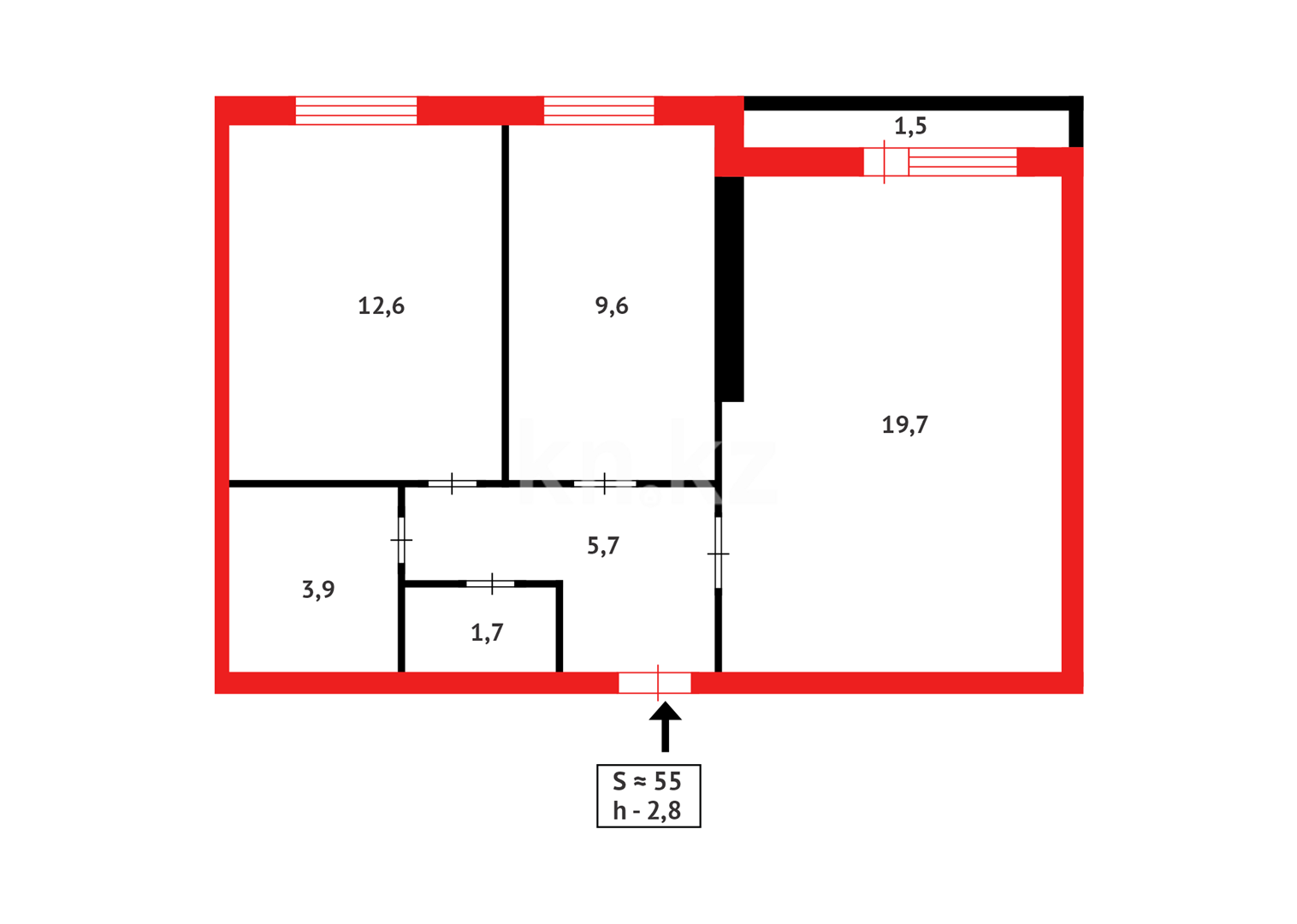 Продажа 2-комнатной квартиры, 55 м² - Продажа  двухкомнатных квартир в новостройках Астаны - страница 3 фото 14 из 14