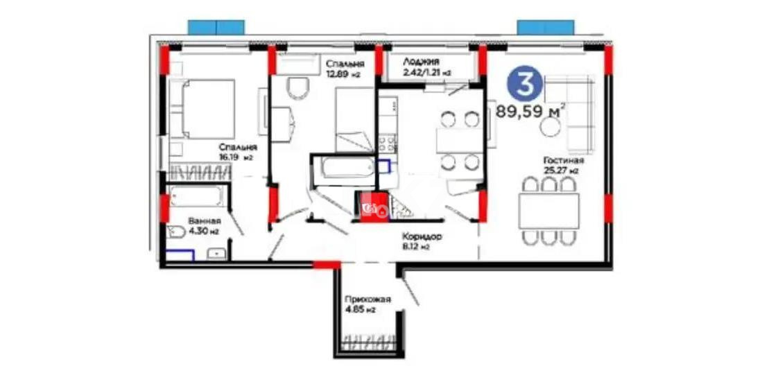 Продажа 3-комнатной квартиры, 90 м², ул. Е-900, дом  8 в Астане