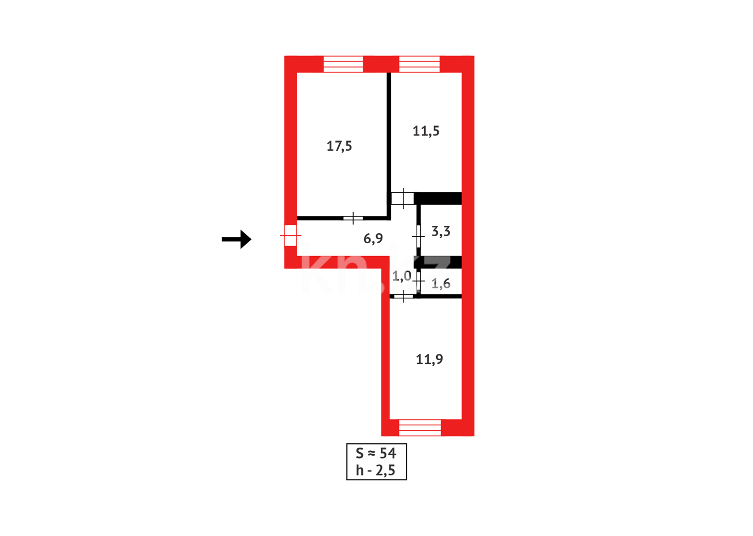 Продажа 2-комнатной квартиры, 55 м², ул. Косшыгулулы, дом  13/5 в Астане - фото 6