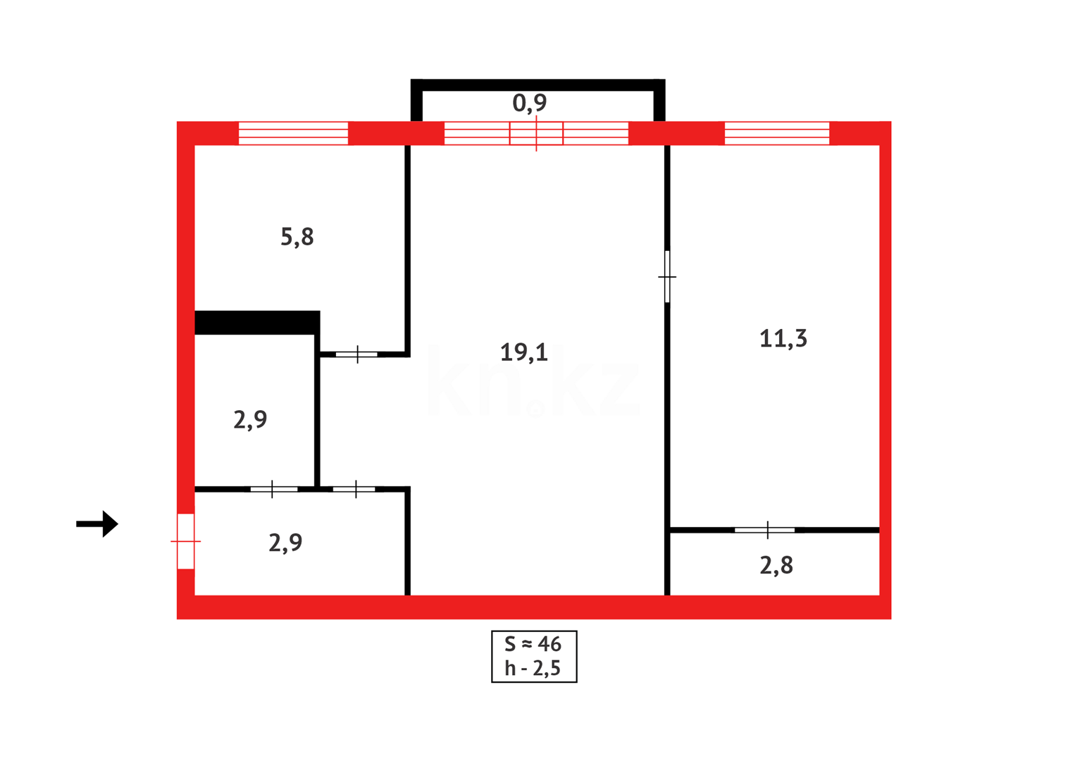 Продажа 2-комнатной квартиры, 45 м² - Продажа квартир в Абае - страница 2 фото 8 из 8