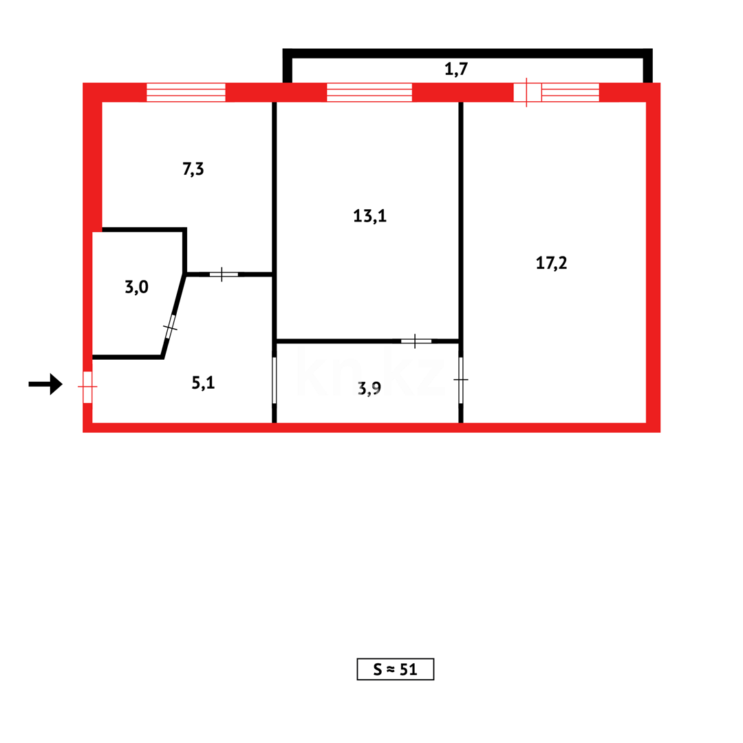 Продажа 2-комнатной квартиры, 51 м² - Продажа квартир в Караганде - страница 3 фото 9 из 9