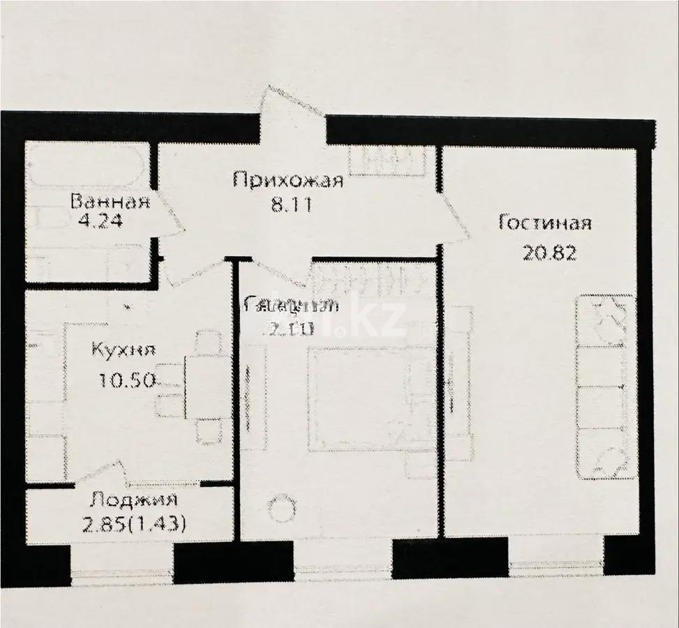Продажа 2-комнатной квартиры, 60.58 м² в Астане