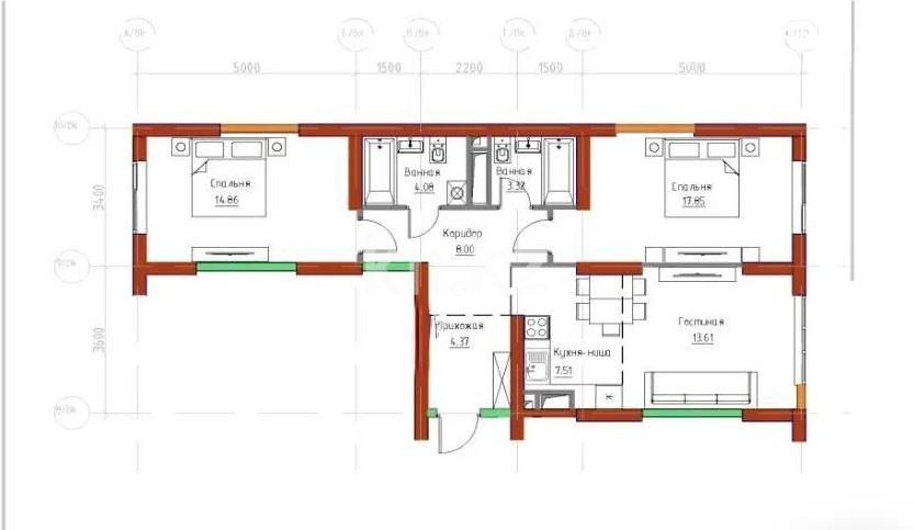 Продажа 3-комнатной квартиры, 74 м² в Алматы