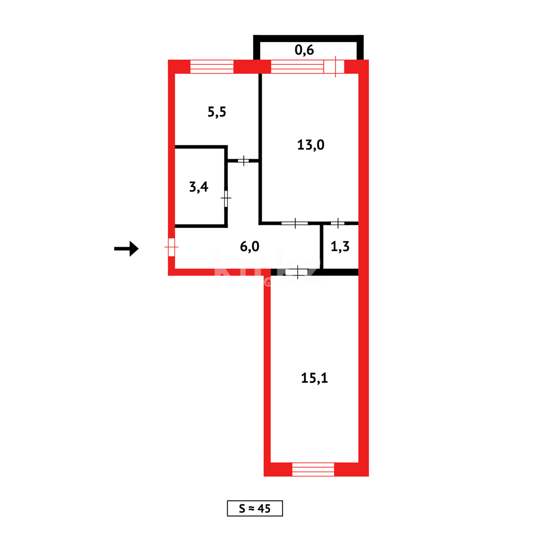 Продажа 2-комнатной квартиры, 45 м² в Караганде - фото 12