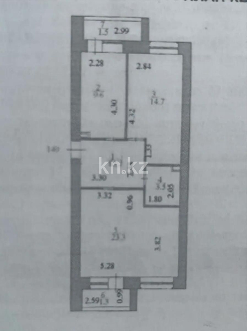 Продажа 2-комнатной квартиры, 62.1 м² в Астане
