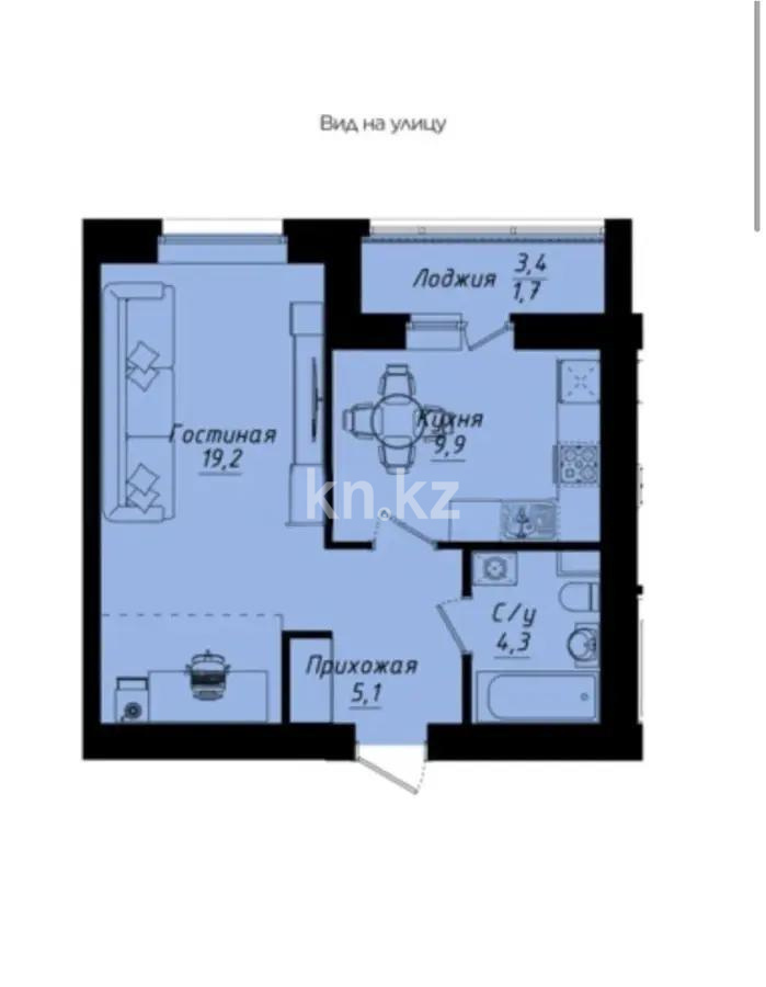 Продажа 1-комнатной квартиры, 40.2 м², ул. Толе би, дом  1 стр - Продажа квартир в Астане фото 1 из 1