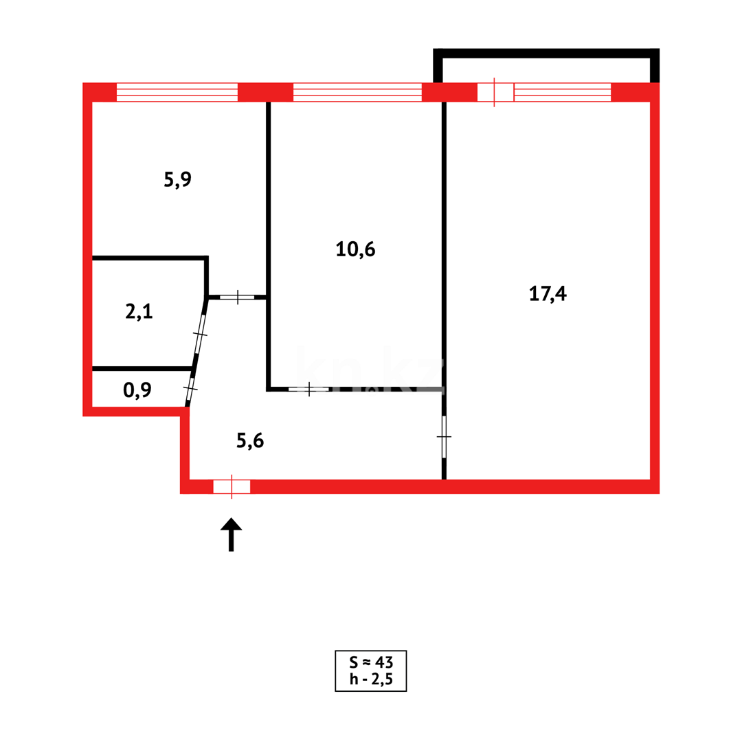 Продажа 2-комнатной квартиры, 44 м² - Недвижимость в Караганде фото 11 из 11