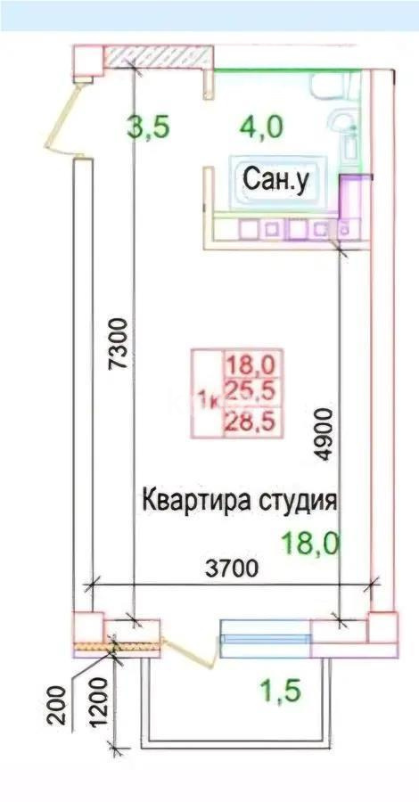 Продажа 1-комнатной квартиры, 25.9 м², ул. Белкараган, дом  28 стр - Продажа  однокомнатных квартир в Алматы с фото фото 1 из 1