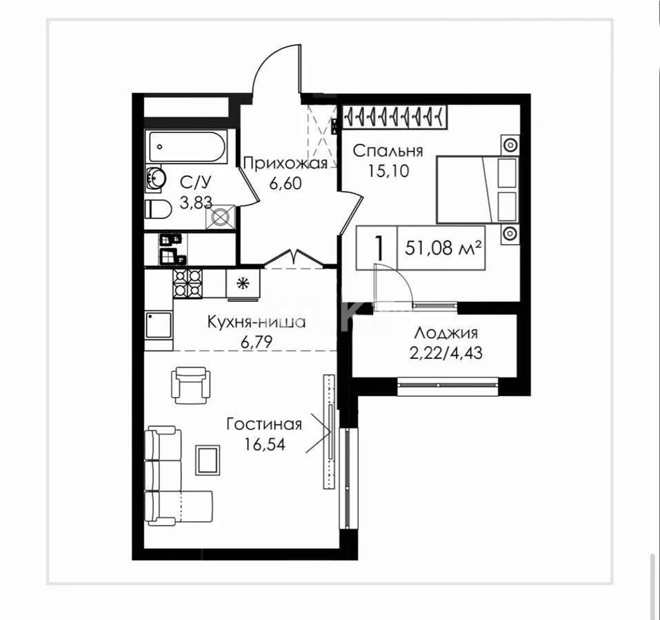 Продажа 2-комнатной квартиры, 51 м², пр. Улы Дала, дом  27/1 - Продажа  двухкомнатных квартир в Астане без посредников с фото фото 1 из 1