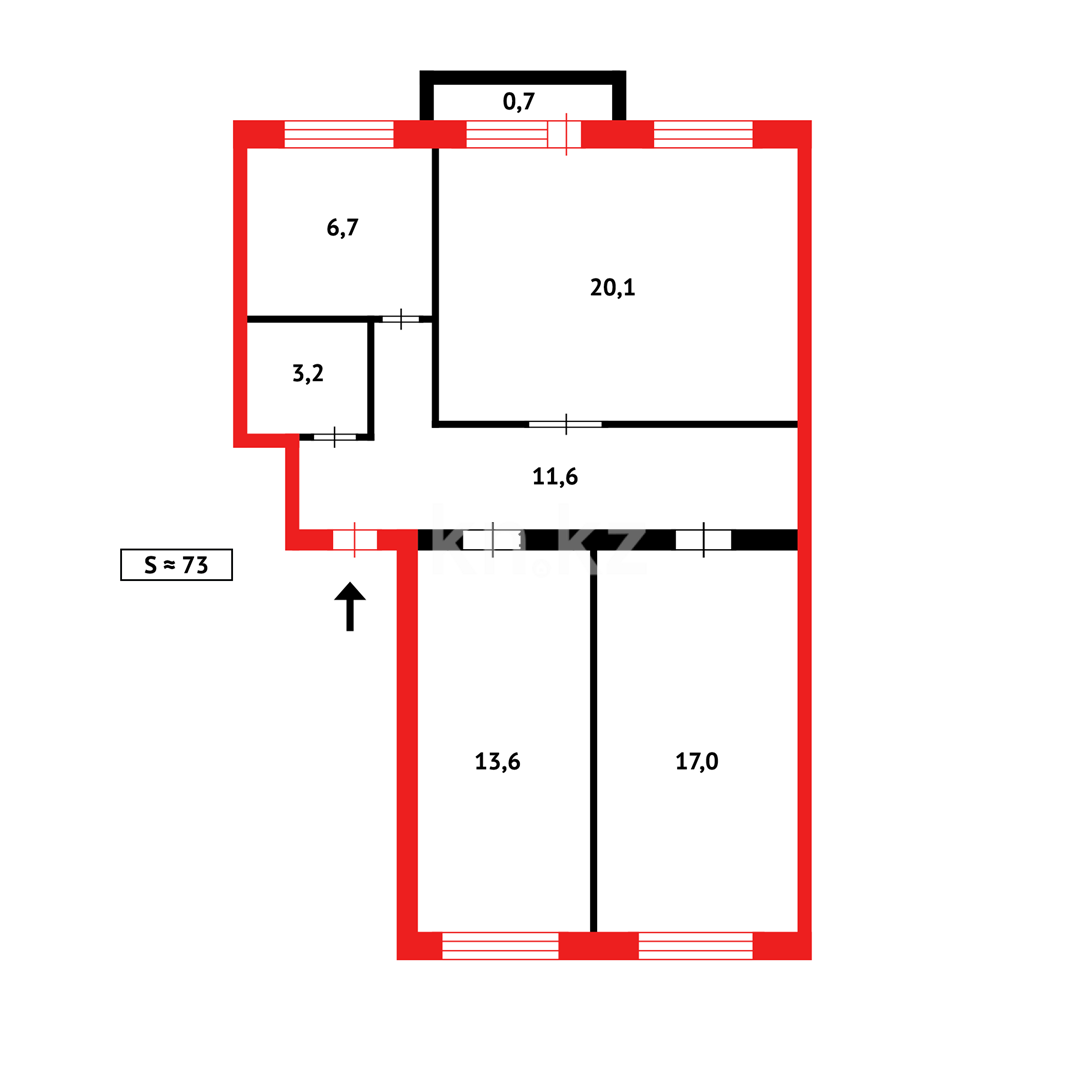 Продажа 3-комнатной квартиры, 73 м², 11 кв-л, дом  10 в Караганде - фото 10