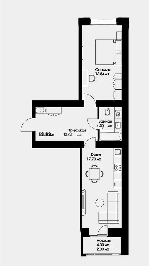 Продажа 2-комнатной квартиры, 54.8 м² - Продажа квартир в Астане фото 1 из 1