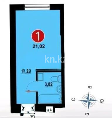 Продажа 1-комнатной квартиры, 25 м², мкр-н Калкаман-1, дом  5/9 - Продажа квартир в Алматы фото 1 из 1