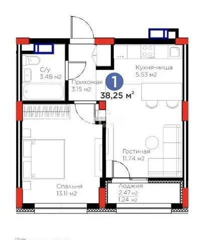 Продажа 2-комнатной квартиры, 38.25 м² - Продажа квартир в Астане - страница 9 фото 3 из 3
