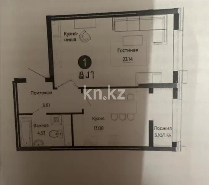 Продажа 1-комнатной квартиры, 48.12 м², ул. Е-882, дом  7 в Астане
