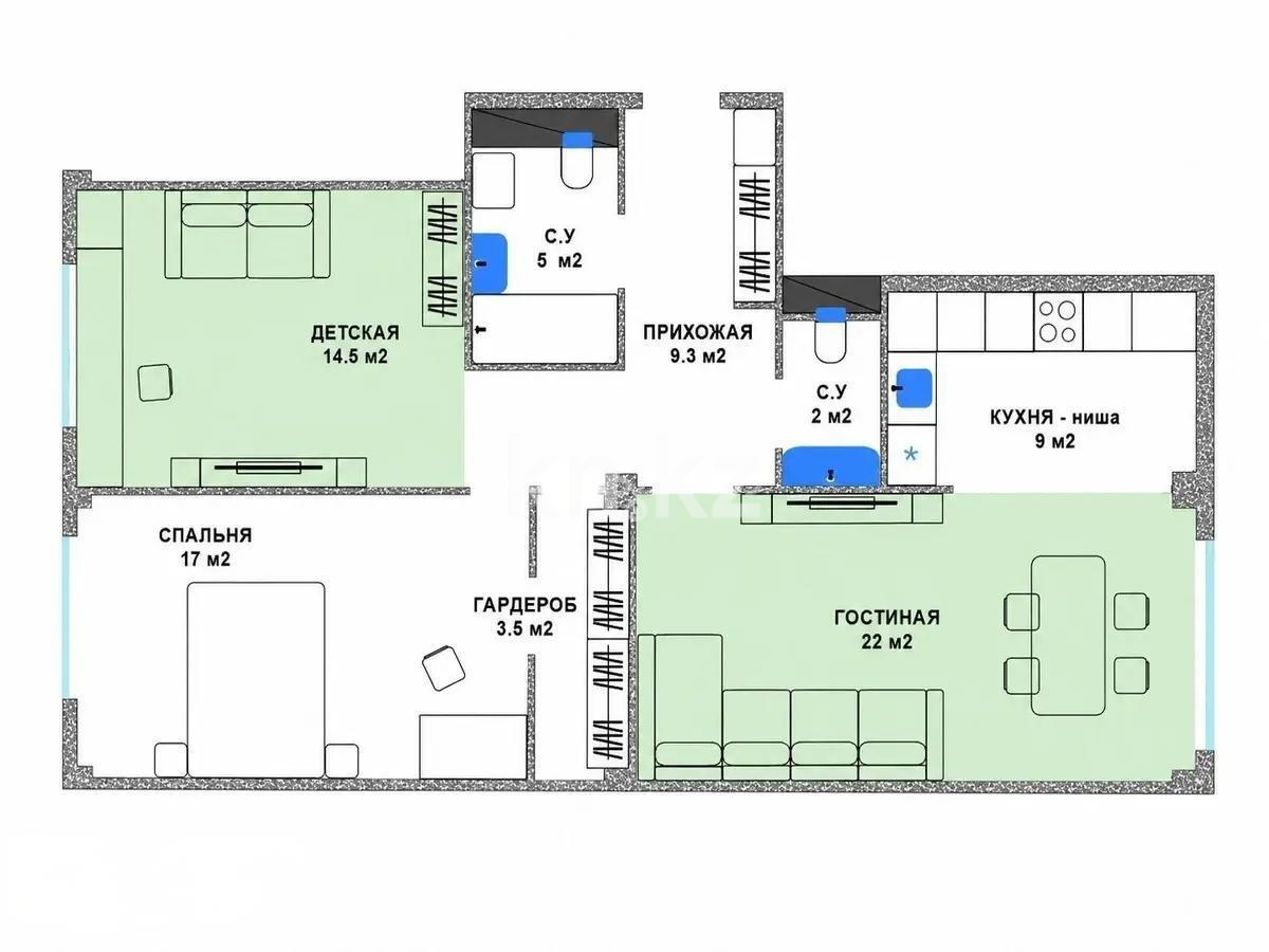 Продажа 3-комнатной квартиры, 80.2 м² в Алматы - фото 3