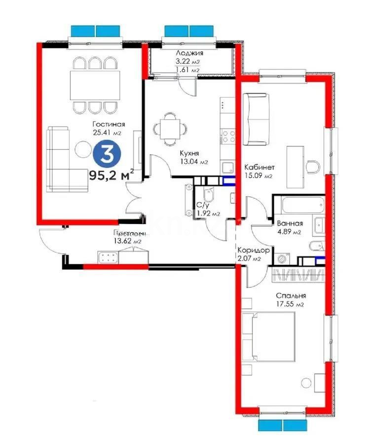 Продажа 3-комнатной квартиры, 93.1 м², мкр-н Гажайып, дом  5/2 - Продажа  трехкомнатных квартир в новостройках Алматы без посредников фото 1 из 1