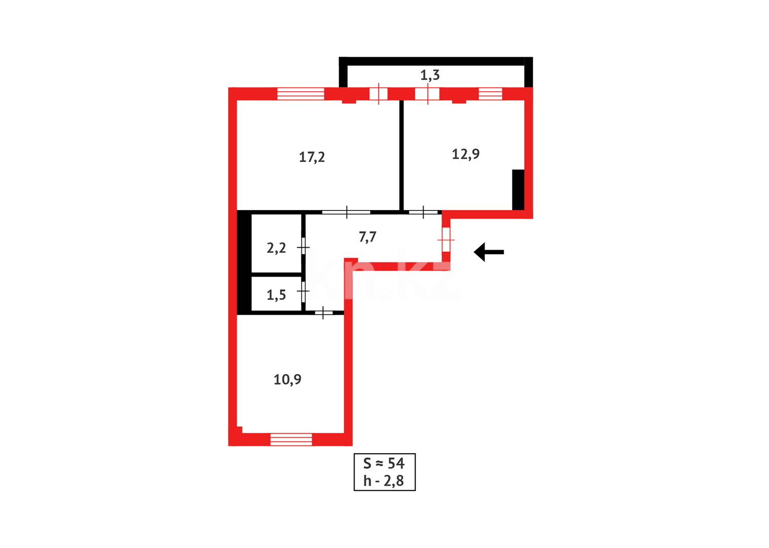 Продажа 2-комнатной квартиры, 53.7 м² - Продажа двухкомнатных квартир в Астане - страница 83 фото 7 из 7