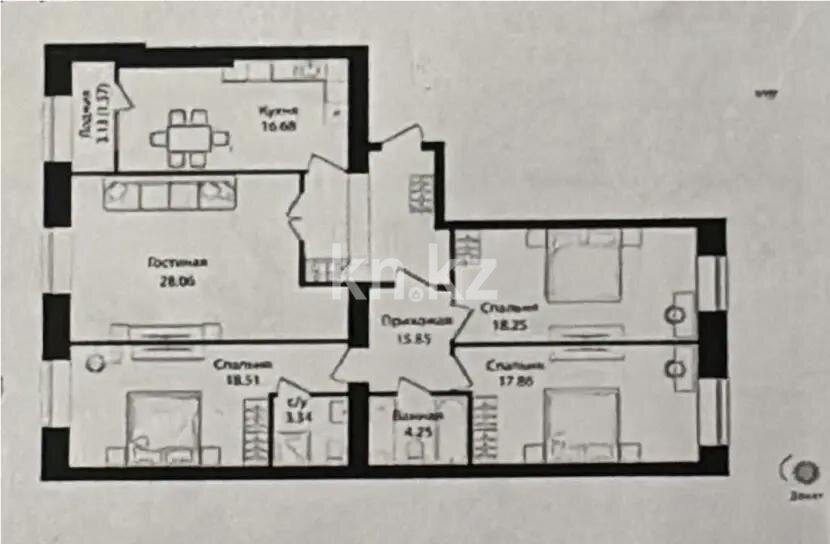 Продажа 4-комнатной квартиры, 123 м² в Астане