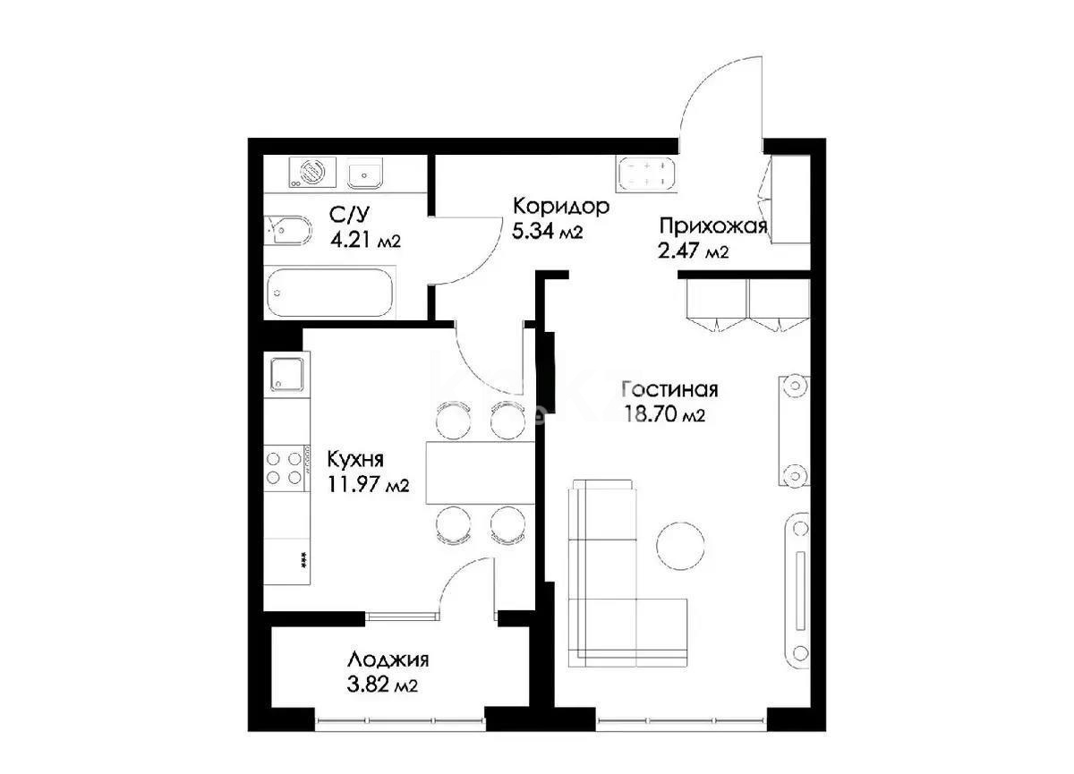 Продажа 1-комнатной квартиры, 44.1 м² - Продажа однокомнатных квартир от собственников в Алматы - страница 26 фото 1 из 1