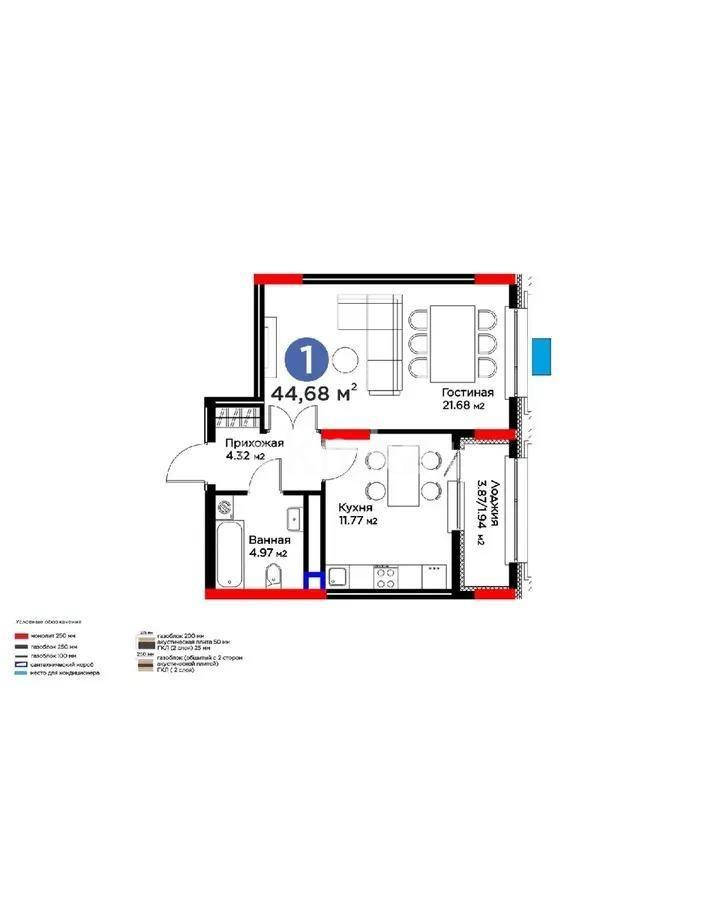 Продажа 1-комнатной квартиры, 44.68 м², пр. Аль-Фараби, дом  3/2 в Астане