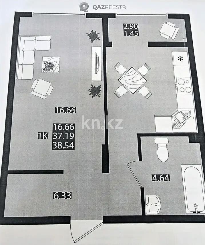 Продажа 1-комнатной квартиры, 38.54 м² в Астане - фото 3