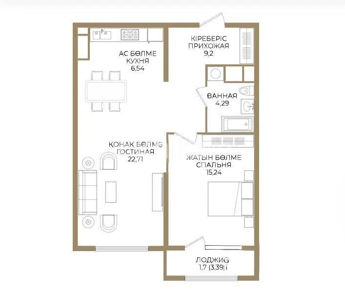 Продажа 2-комнатной квартиры, 60 м² - Недвижимость в Казахстане - страница 25 фото 1 из 1