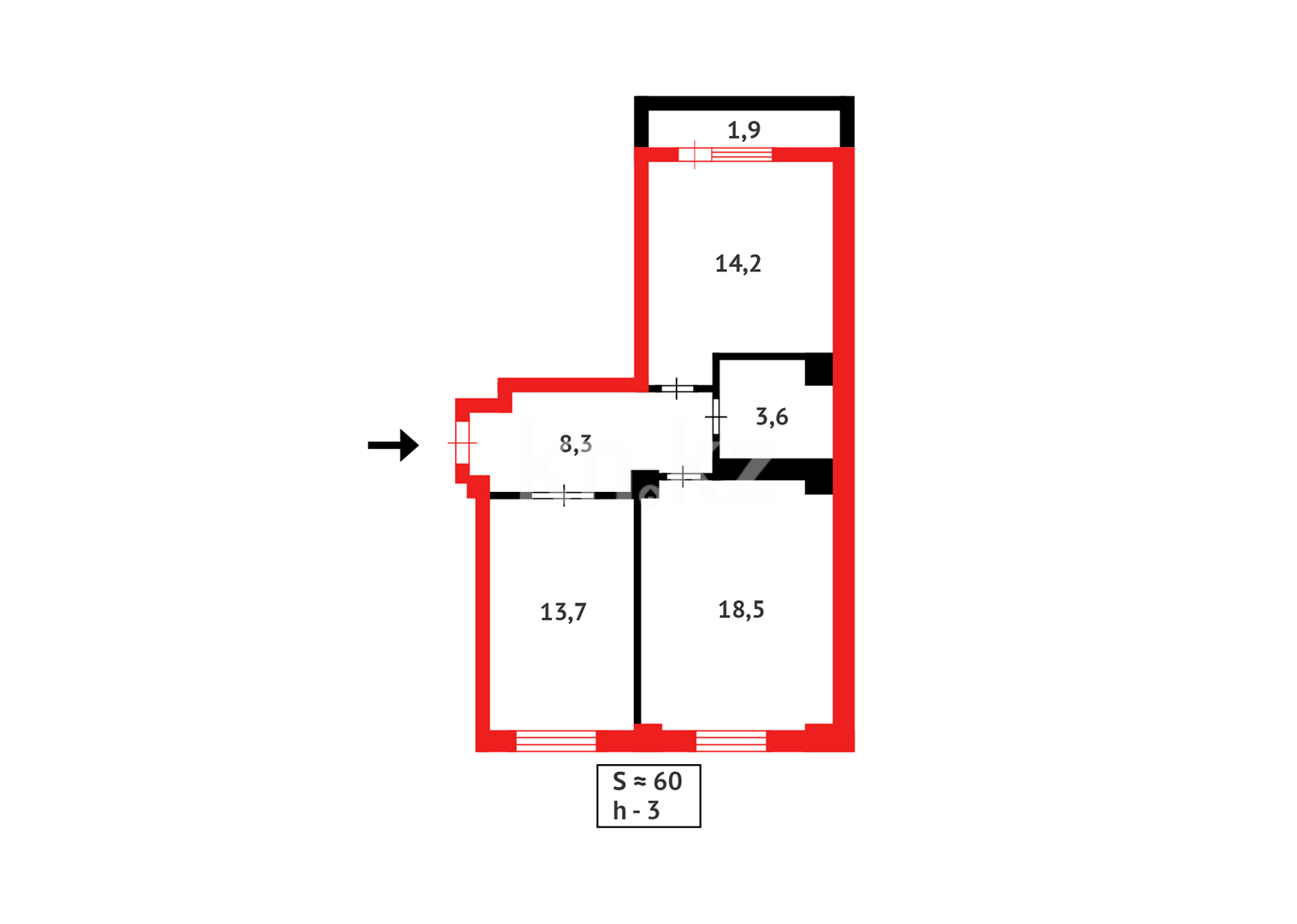 Продажа 2-комнатной квартиры, 61.3 м², ул. Бектурова - Продажа квартир в Астане фото 12 из 12
