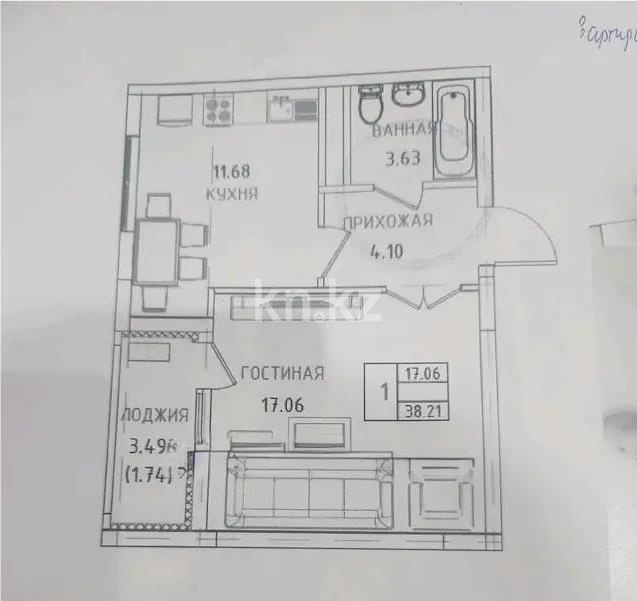 Продажа 1-комнатной квартиры, 38.2 м² - Продажа  однокомнатных квартир в новостройках Астаны - страница 3 фото 5 из 5