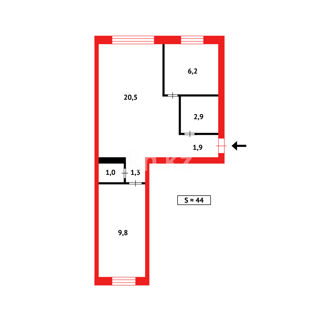 Продажа 2-комнатной квартиры, 44 м² - Недвижимость в Темиртау - страница 2 фото 8 из 8
