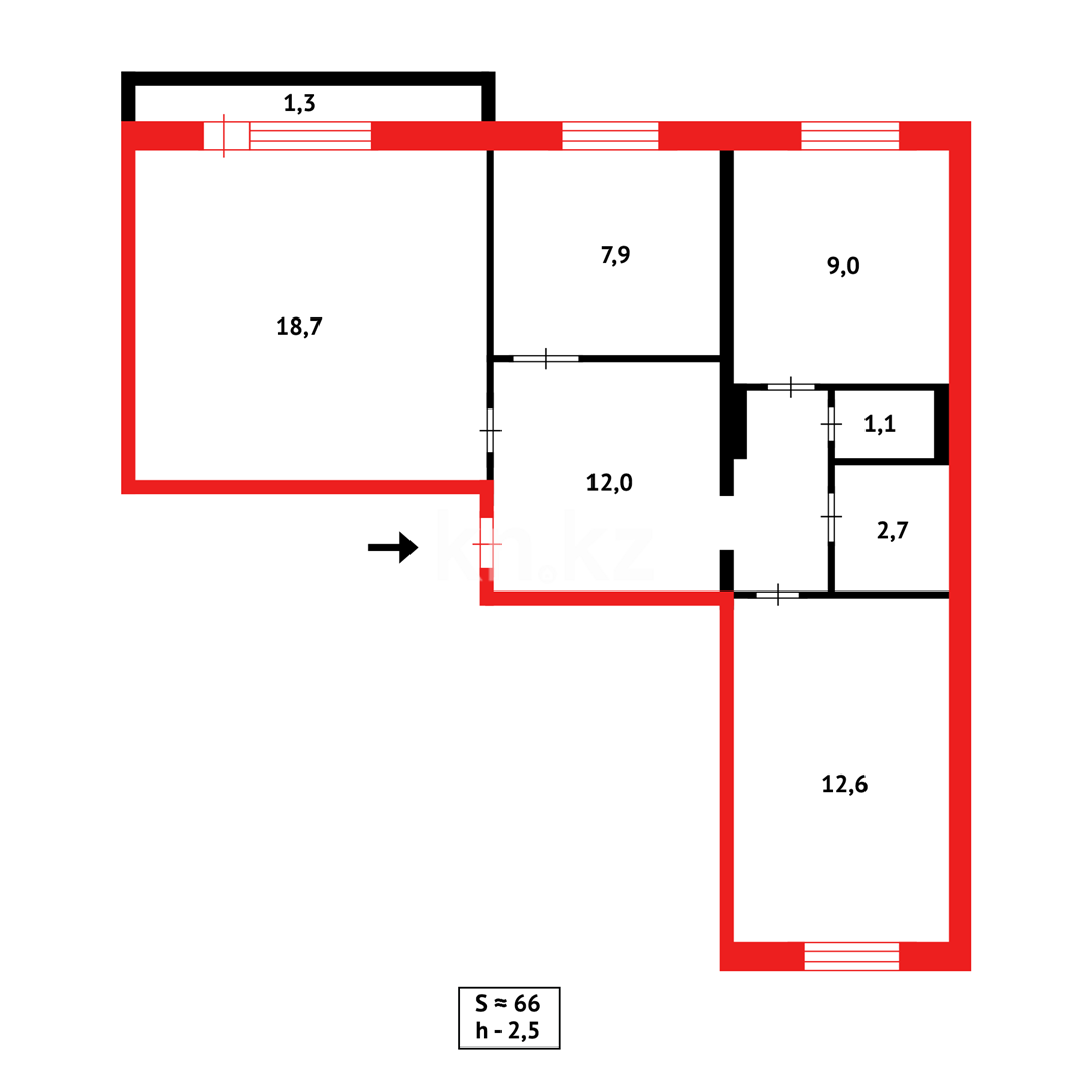 Продажа 3-комнатной квартиры, 66 м² - Продажа квартир в Караганде - страница 7 фото 14 из 14