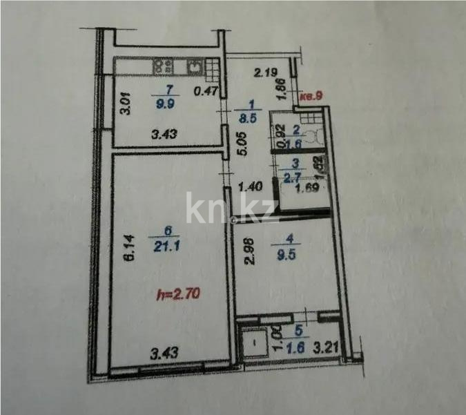 Продажа 2-комнатной квартиры, 55 м² в Алматы
