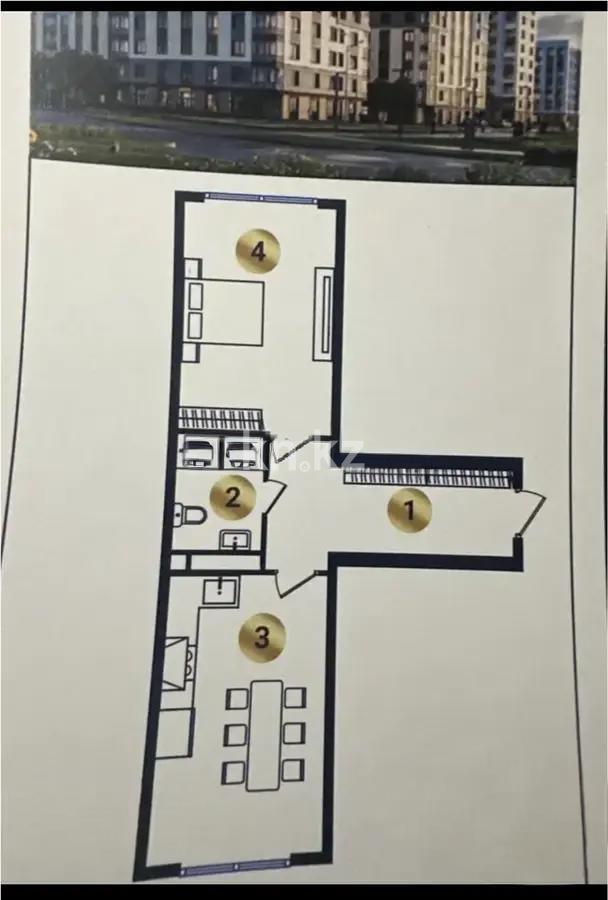 Продажа 1-комнатной квартиры, 48.39 м², ул. Сыбызгы, дом  100 стр - Продажа квартир в Алматы фото 1 из 1