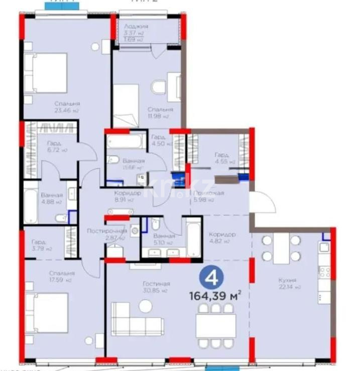 Продажа 4-комнатной квартиры, 165 м² - Продажа четырехкомнатных квартир от собственников в Астане фото 1 из 1