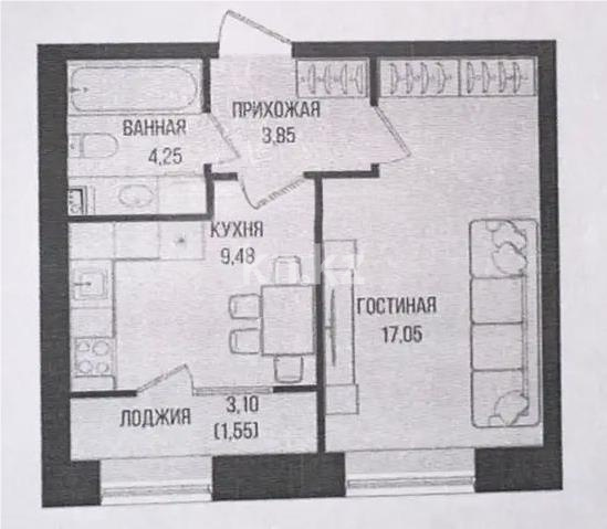 Продажа 1-комнатной квартиры, 36.5 м², ул. Серкебаева, дом  49 - Продажа квартир в Астане фото 1 из 1