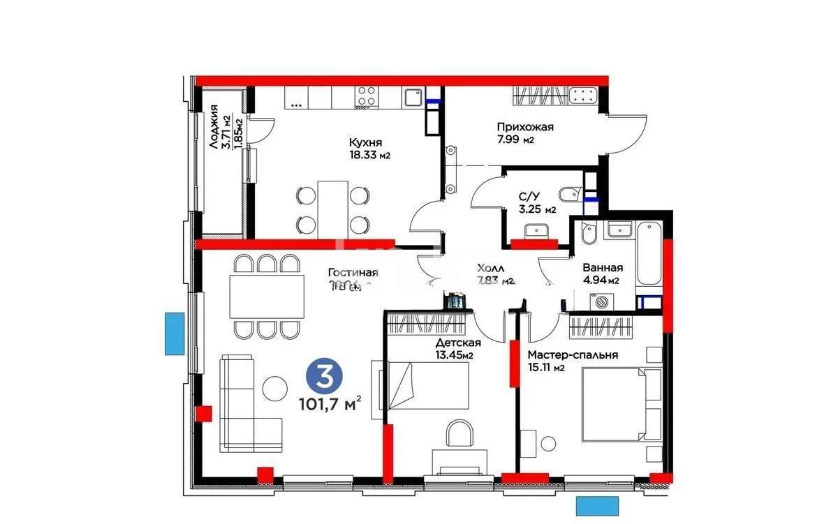 Продажа 3-комнатной квартиры, 102 м² - Продажа трехкомнатных квартир в Астане - страница 70 фото 6 из 6