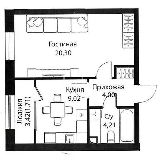 Продажа 1-комнатной квартиры, 39.26 м², ул. Жошы хана, дом  12/3 - Продажа квартир в Казахстане фото 1 из 1