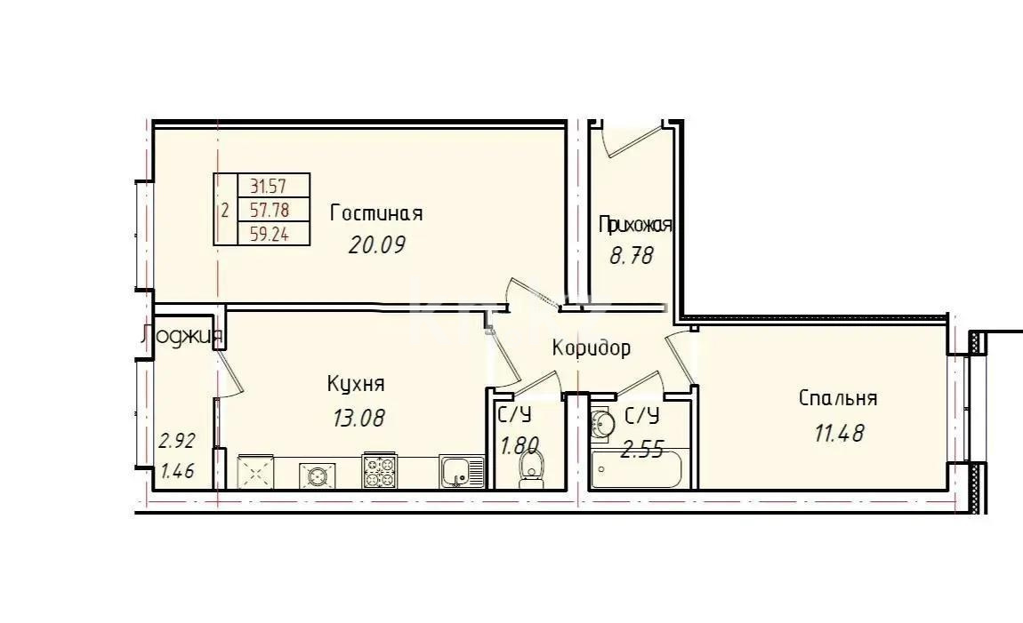 Продажа 2-комнатной квартиры, 60 м² в Астане