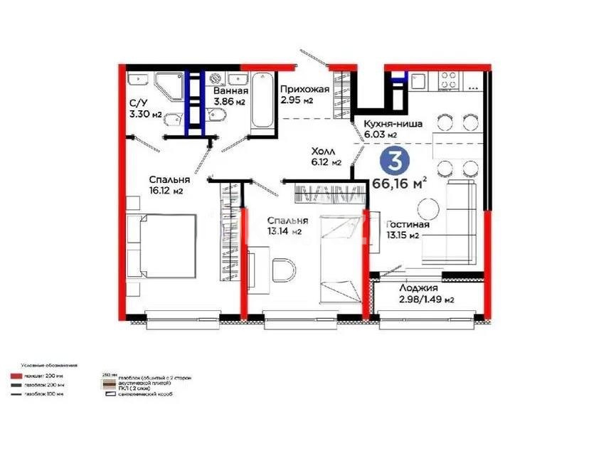 Продажа 3-комнатной квартиры, 66 м² в Астане