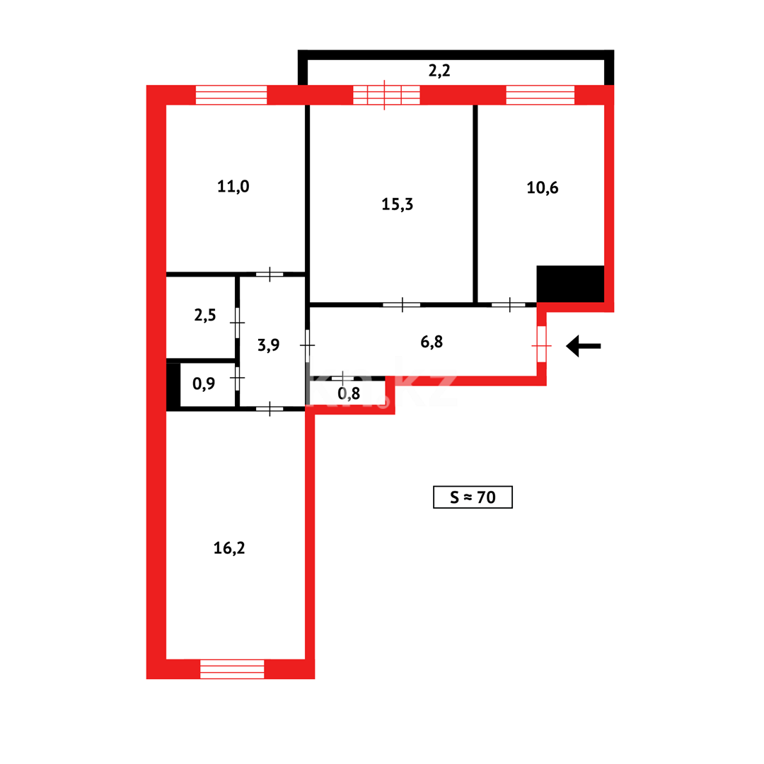 Продажа 3-комнатной квартиры, 71 м², мкр-н 9-й - Продажа  трехкомнатных квартир в Темиртау фото 13 из 13
