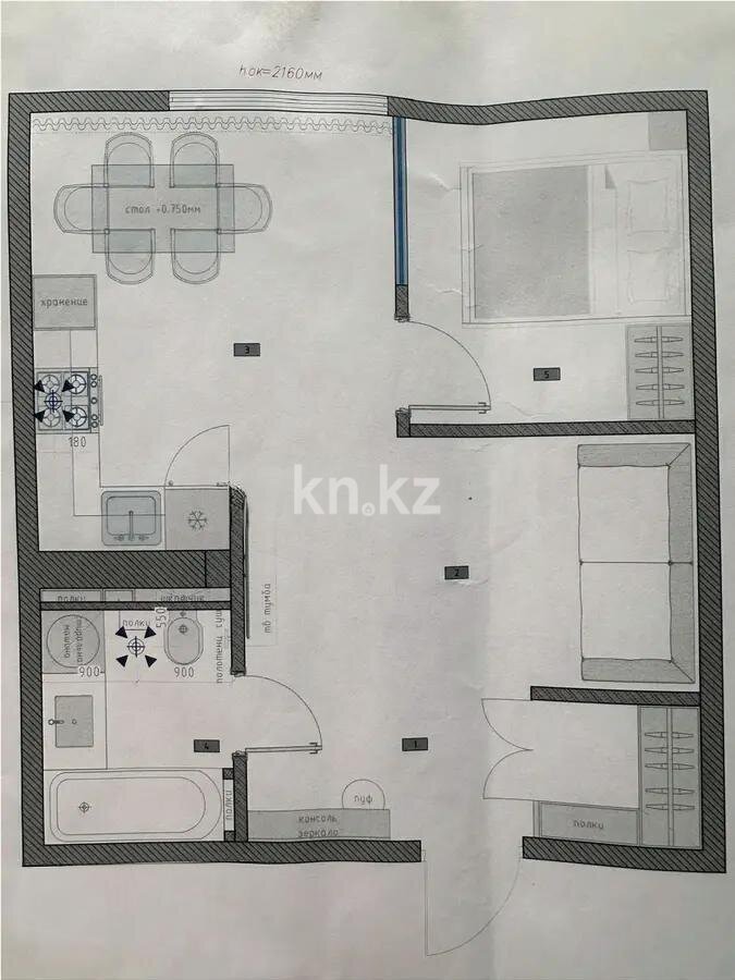 Продажа 2-комнатной квартиры, 41.2 м² в Алматы - фото 5