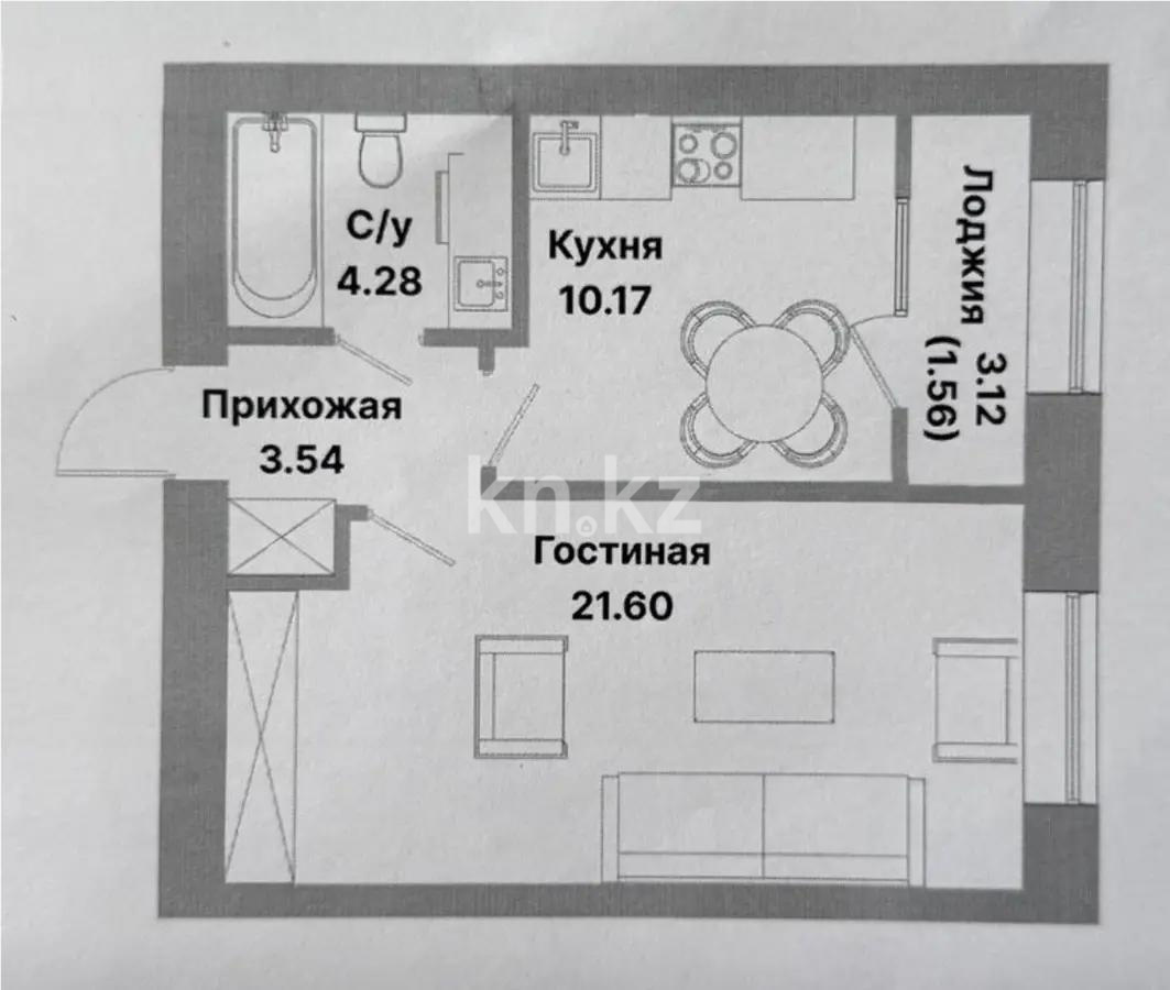 Продажа 1-комнатной квартиры, 41.15 м², пр. Тауелсыздык, дом  25/1 стр - Продажа квартир в Астане фото 1 из 1