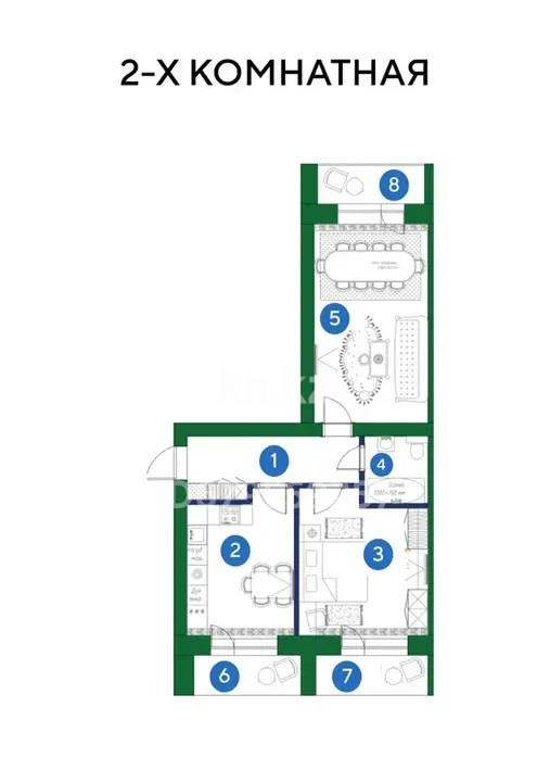 Продажа 2-комнатной квартиры, 67 м², ул. Муканова, дом  41/23 - Продажа  двухкомнатных квартир в Караганде фото 17 из 18