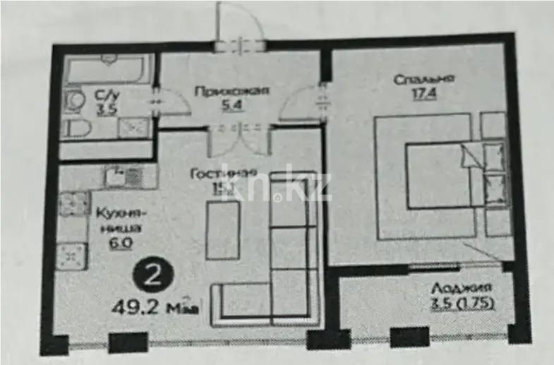 Продажа 2-комнатной квартиры, 49.2 м², ул. Айнакол, дом  64 - Продажа  двухкомнатных квартир в новостройках Астаны фото 1 из 1
