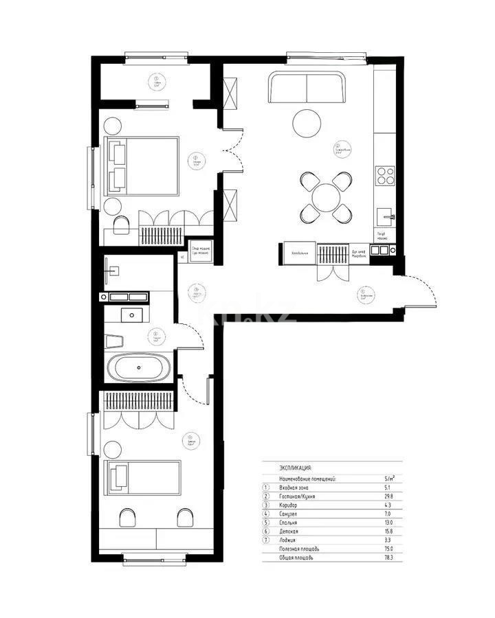 Продажа 3-комнатной квартиры, 78 м², ул. Тараз, дом  8/1 стр - Продажа квартир в Алматы фото 3 из 3