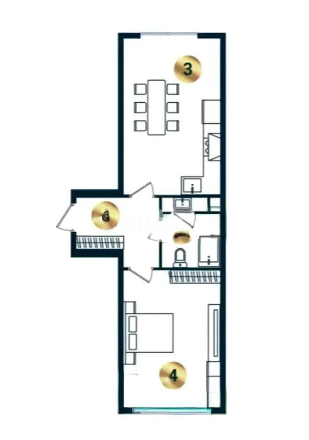 Продажа 1-комнатной квартиры, 48.02 м², ул. Сыбызгы, дом  100 стр - Продажа квартир в Алматы фото 1 из 1