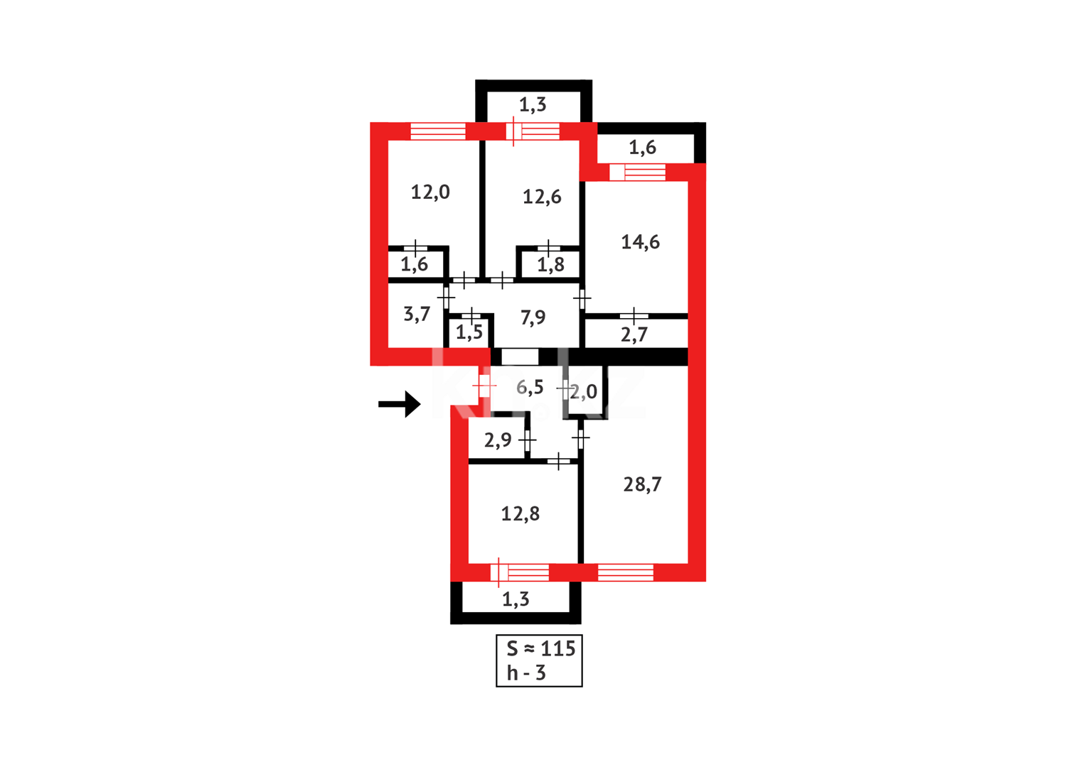 Продажа 4-комнатной квартиры, 115 м², ул. Букетова - Продажа квартир в Караганде фото 29 из 29