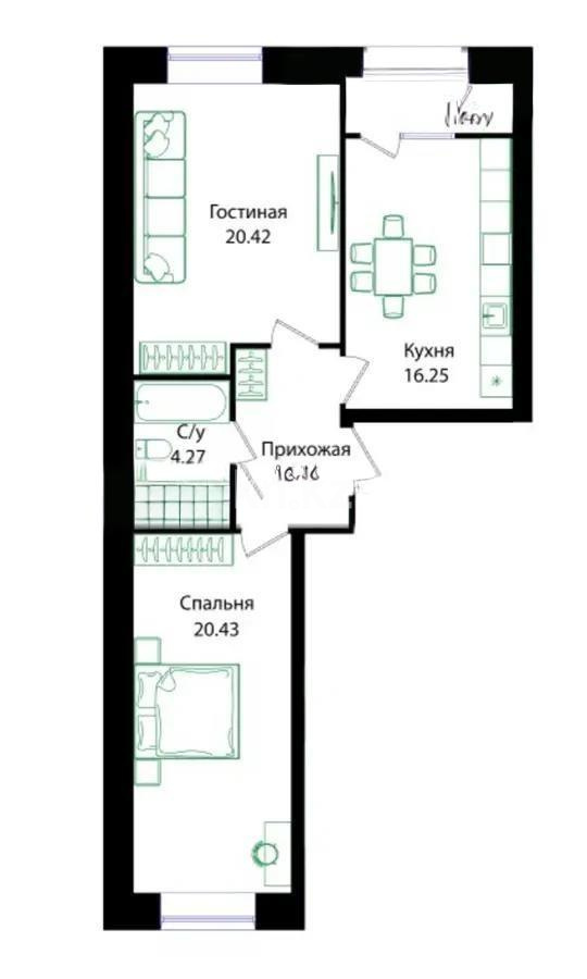 Продажа 2-комнатной квартиры, 68.8 м², ул. Е-15, дом  16 - Продажа  двухкомнатных квартир в Астане без посредников с фото фото 1 из 1