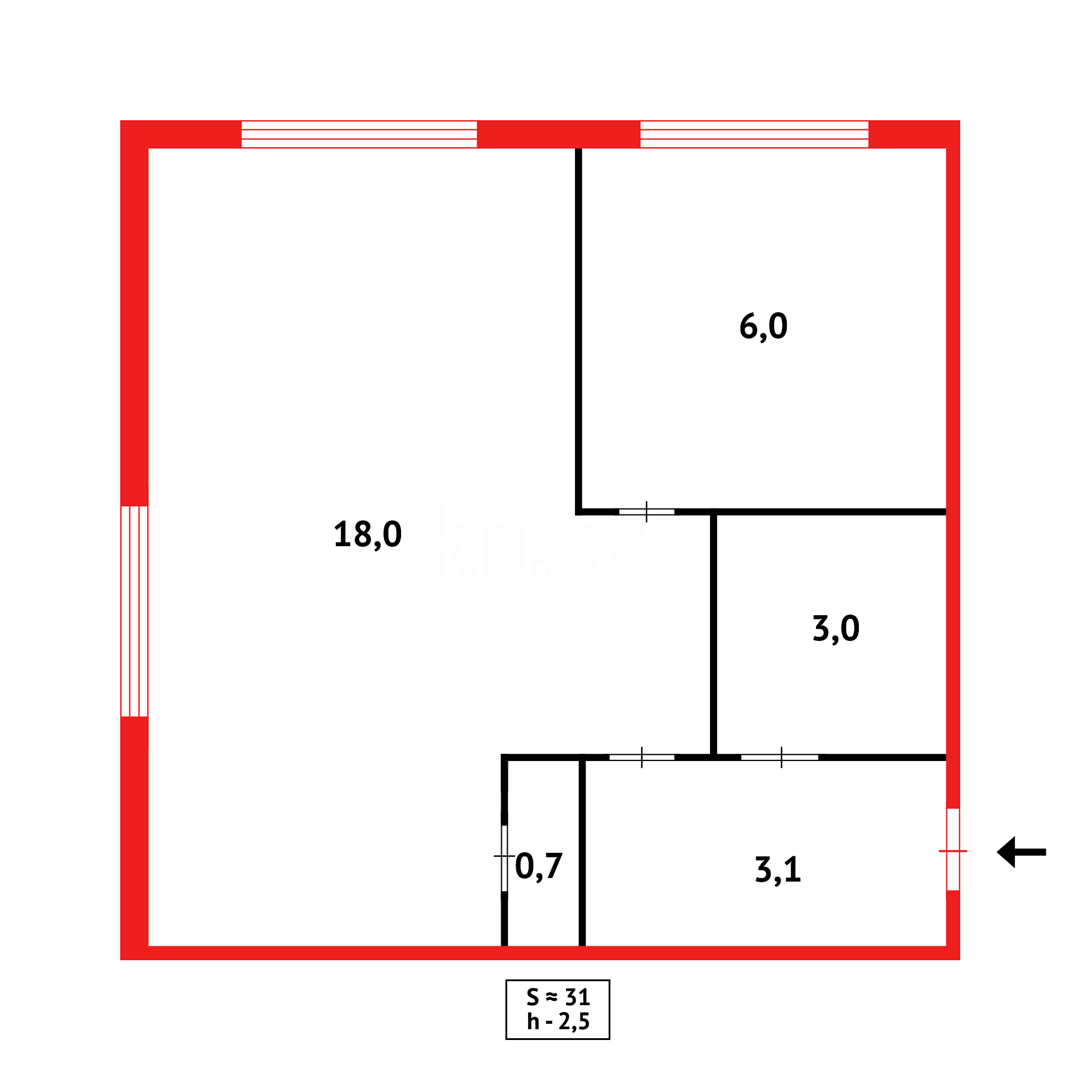 Продажа 1-комнатной квартиры, 30 м², ул. Зелинского - Продажа квартир в Караганде фото 11 из 11