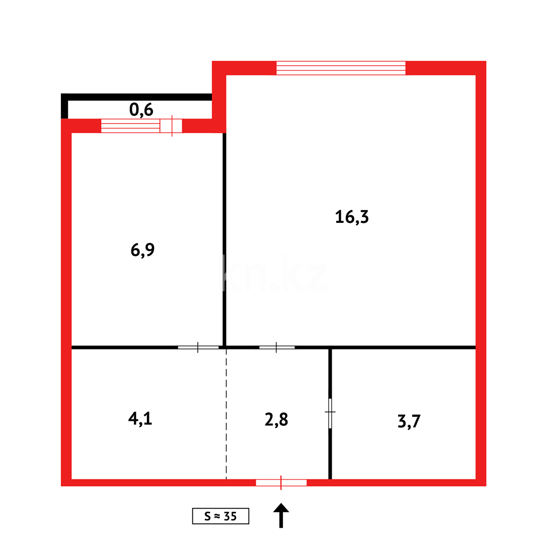 Продажа 1-комнатной квартиры, 38 м², пр. Бухар-жырау - Продажа  однокомнатных квартир в Караганде фото 10 из 10
